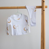 Пижама детская ELA Textile&Toys Месяц 2 - 6 лет Интерлок Белый/Коричневый PJ001MN