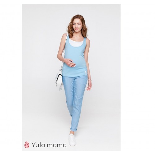 Штаны для беременных Юла мама Melani Бело-голубой TR-20.013
