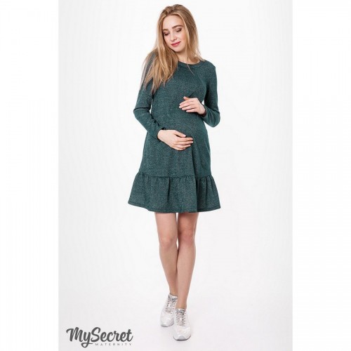Платье Юла мама, для беременных и кормящих, зеленое