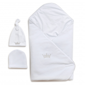 Конверт одеяло для новорожденных + 2 шапочки Twins Белый 9064-TC-01