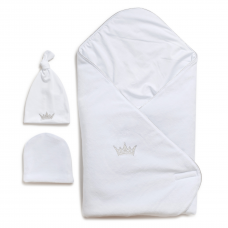 Конверт одеяло для новорожденных + 2 шапочки Twins Белый 9064-TC-01