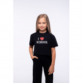 Детская футболка для девочки Vidoli  I like school от 8 до 10 лет Черный G-21936S