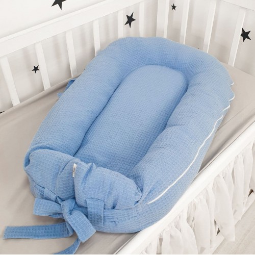 Кокон для новорожденных Oh My Kids Soft OMK Sky blue Пике Голубой Поролон 2 см КК-242-OMK