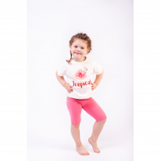 Летний костюм для девочки Vidoli от 5 до 6 лет Молочный/Розовый G-21646S