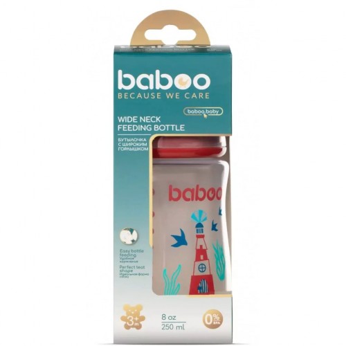 Бутылочка для кормления Baboo Sealife Морской маяк 3+ мес 250 мл Красный 90406