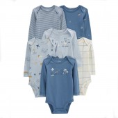 Набор боди для новорожденных Carter&#39;s с длинным рукавом для мальчика 3-24 мес 6 шт Голубой/Молочный 1P567310