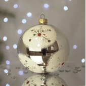 Новогодний шар на елку Santa Shop Сахарная Пушистые снежинки Молочный 10 см 7806723209156