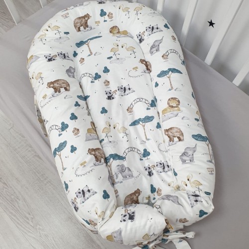 Кокон для новорожденных Oh My Kids Soft OMK Light Grey Сатин Белый/Бежевый Кокос 2 см КК-237-ОМК