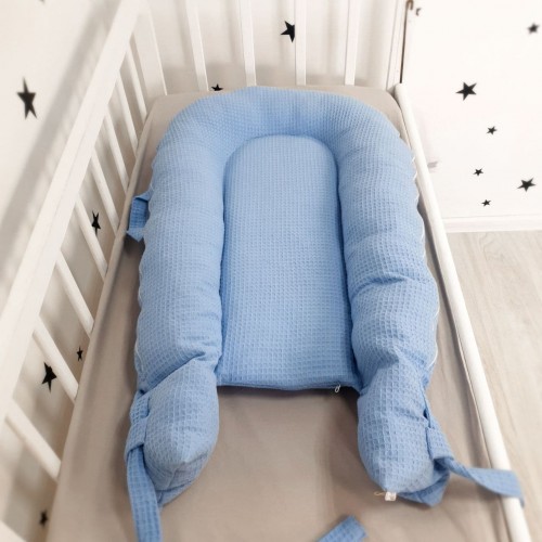 Кокон для новорожденных Oh My Kids Soft OMK Sky blue Пике Голубой Кокос 6 см КК-242-OMK