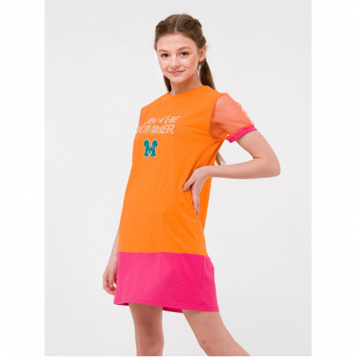 Платье детское Smil Розовый цитрус Оранжевый/Малиновый 12-14 лет 120323