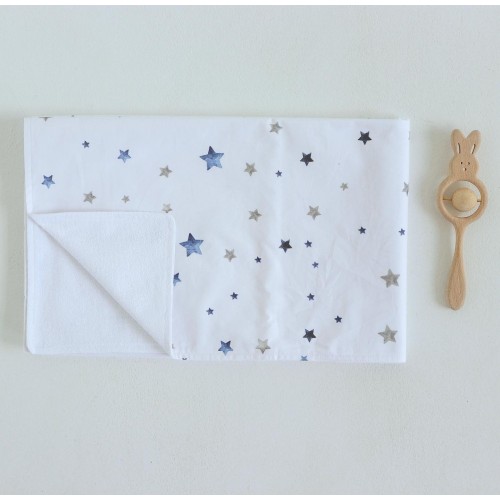 Непромокаемая пеленка для детей ELA Textile&Toys Звезды Белый/Синий 80х50 см WRD001S
