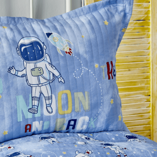 Покрывало на кровать и наволочка Karaca Home Astronot Синий 180х230 см svt-2000022298421