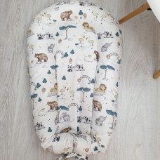 Кокон для новорожденных Oh My Kids Soft OMK Light Grey Сатин Белый/Бежевый Кокос 2 см КК-237-ОМК