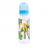Бутылочка для кормления с силиконовой соской Baby Team Попугаи 250 мл Голубой 1410
