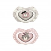 Пустышка силиконовая симметричная Canpol babies Bonjour Paris 6-18 мес 2 шт Розовый 22/648_pin