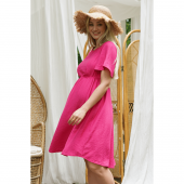 Летнее платье для беременных и кормящих To Be Жатый лен Малиновый 4449711