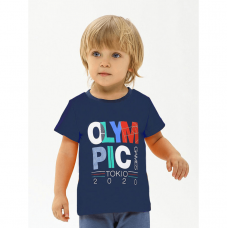Детская футболка для мальчика Smil Быстрее Выше Сильнее Темно-синий 8 лет 110588