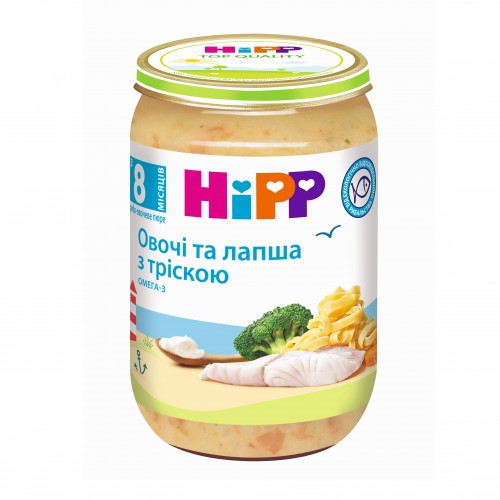 Детское пюре рыбно-овощное HiPP Овощи Лапша Треска 220 г 6550