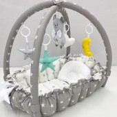 Кокон для новорожденных 2в1 Happy Luna Babynest Playmate Серый/Белый 0720