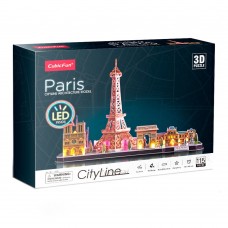 3D пазл CubicFun City Line Париж с LED подсветкой 115 шт L525h