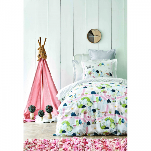 Покрывало и постельное белье для подростков Karaca Home Forest Зеленый/Белый 160х220 svt-2000022245968