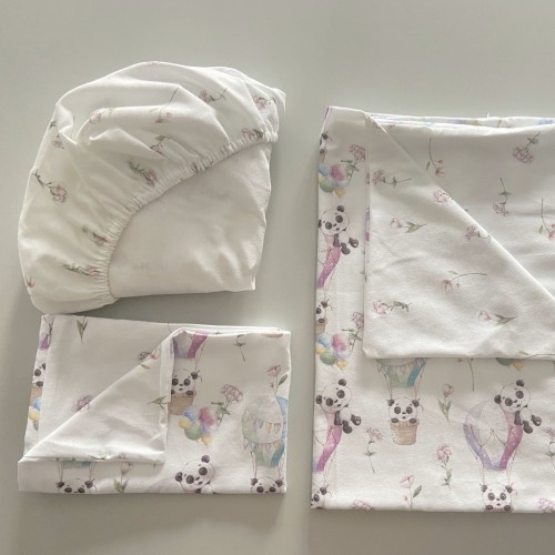 Детское постельное белье в кроватку ELA Textile&Toys Панды/Цветы BD001PF