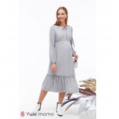 Платье-миди для беременных и кормящих Юла мама Monice DR-39.062 серый меланж