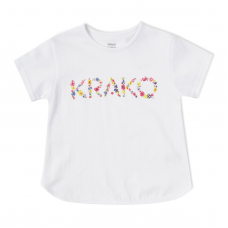 Футболка для девочки Krako Лого-Цветы Белый от 2 до 6 лет 2017T24