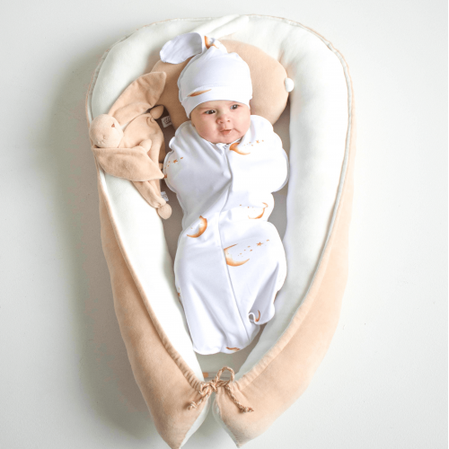 Кокон для новорожденных ELA Textile&Toys Велюр Бежевый/Молочный BP001BM