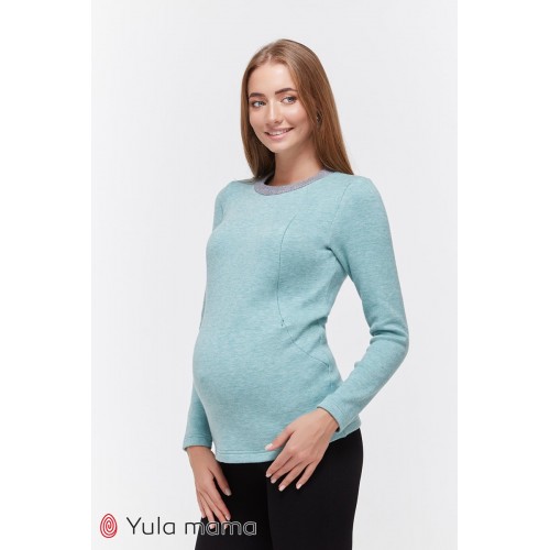 Джемпер для беременных и кормящих Юла мама Satine BL-49.042 мятный меланж