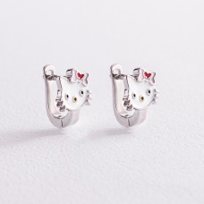 Серебряные сережки детские Silver Family Hello Kitty SF/123070