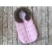 Дутый конверт-мешок Magbaby Snowmen с натуральной опушкой розовый