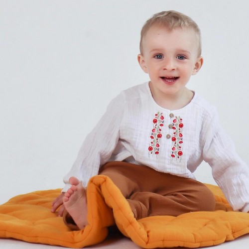 Вышиванка детская ELA Textile&Toys Ukraine Маки 2 - 7 лет Муслин Белый/Красный ES001PFL