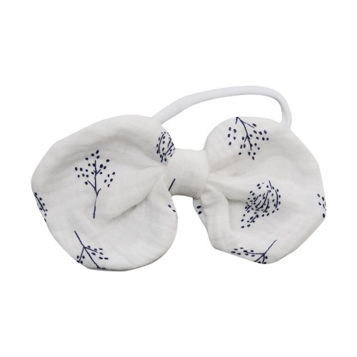 Повязка на голову для новорожденных Minikin Бон Вояж с муслиновым бантиком Белый/Черный 224014
