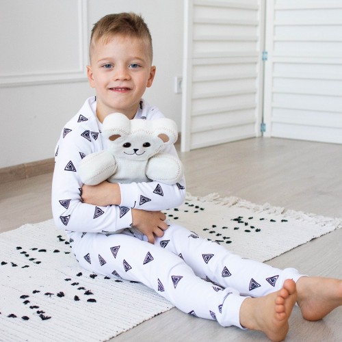 Пижама детская ELA Textile&Toys Месяц 2 - 6 лет Интерлок Белый/Коричневый PJ001MN