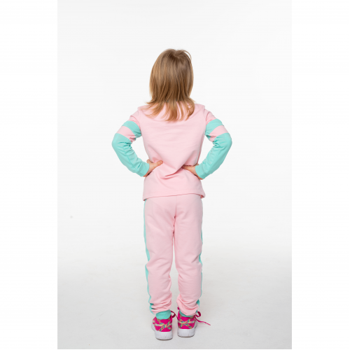 Детский костюм для девочки из двунитки Vidoli от 6 до 8 лет Розовый/Мятный G-20625W
