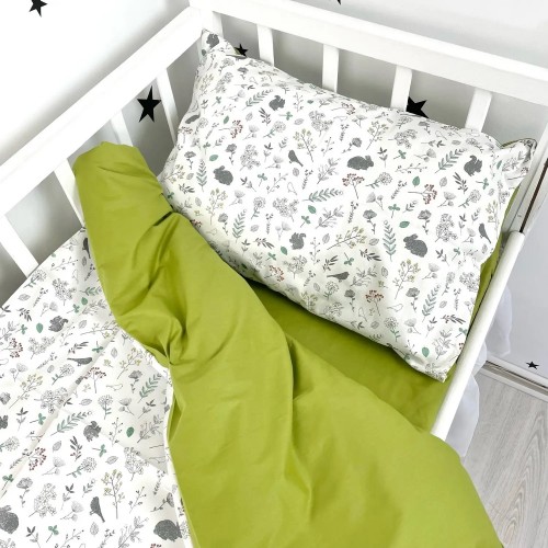Детское постельное белье в кроватку Oh My Kids Birds Ранфорс/Сатин Серый ПБ-025-Х