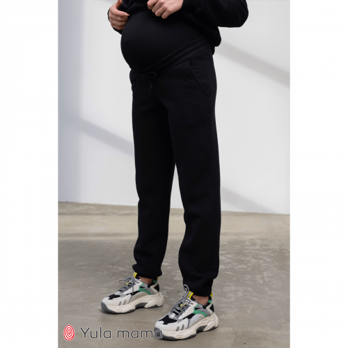 Спортивные штаны для беременных с начесом Юла Мама Celia warm Черный TR-42.131