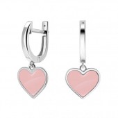 Серебряные сережки UMAX с эмалью Нежное сердце Розовый 20589eroz
