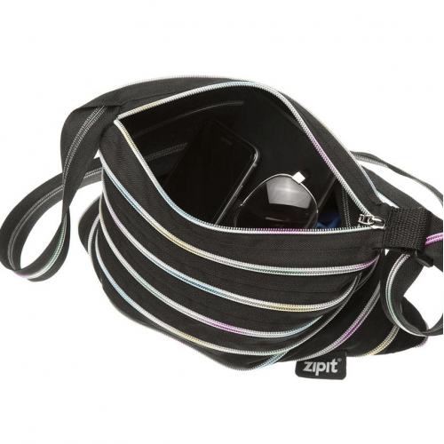 Женская сумка летняя Zipit Medium Black & Rainbow Teeth Черный ZBD-8
