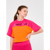 Детская футболка для девочки Smil Розовый цитрус Оранжевый/Малиновый 12-14 лет 110645