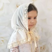 Церковный платок для девочки BetiS Натхнення Шифон Молочный 60х90 см 27682555