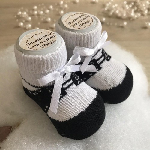 Детские носки для новорожденных BetiS Бантик 0 - 6 мес Трикотаж Белый/Черный 27684403