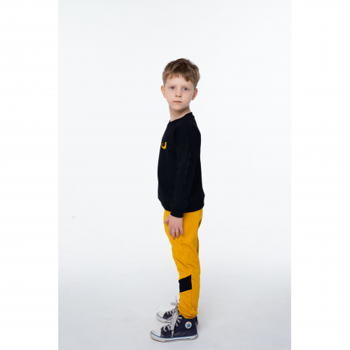 Детский костюм для мальчика из трехнитки Vidoli от 3 до 5.5 лет Черный/Горчичный B-21640W
