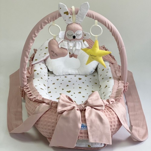 Кокон для новорожденных Happy Luna Babynest Irish Plush Plastik bag Белый/Пудровый 0227