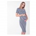 Платье для беременных и кормящих Barcelona Lullababe в полоску миди темно-синий с белым