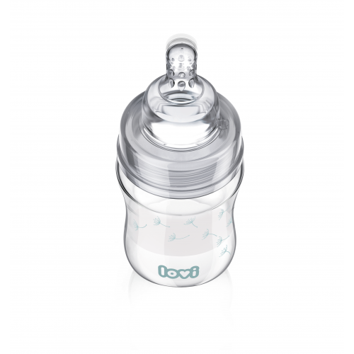 Стеклянная бутылочка для кормления Lovi Diamond Glass Baby Botanic 150 мл Голубой 74/105