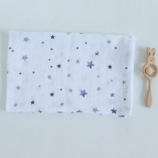 Муслиновая пеленка для детей ELA Textile&Toys Звезды Белый/Синий 100х80 см DM001S