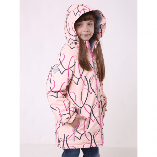 Демисезонная куртка для девочки JOIKS Сердечки Розовый 4-6 лет EW-09