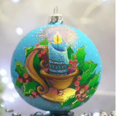 Новогодний шар на елку Santa Shop Голубая свеча Голубой 10 см 4820001106909